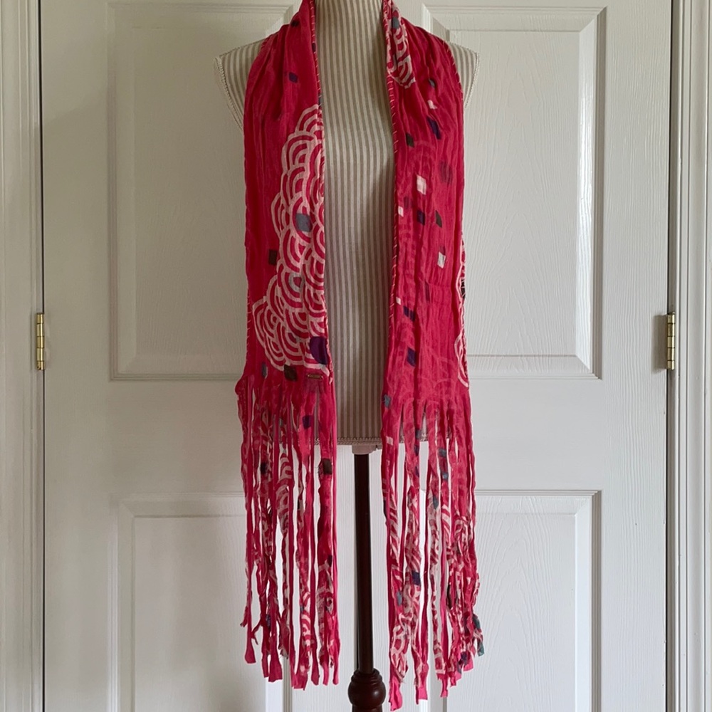 Free People Pink Fringe Scarf